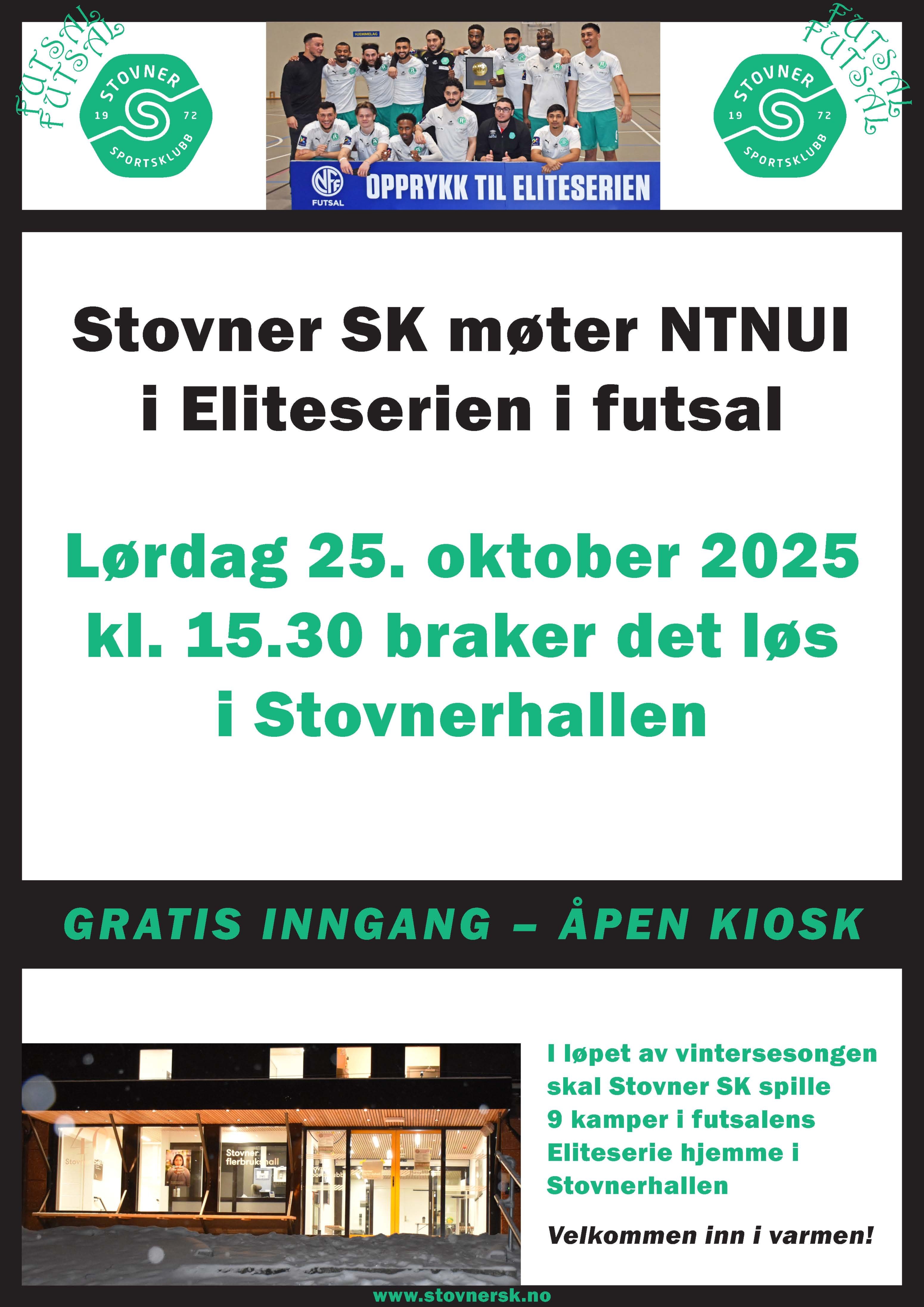 Stovner SKs herrer spiller i Eliteserien i 2025/2026